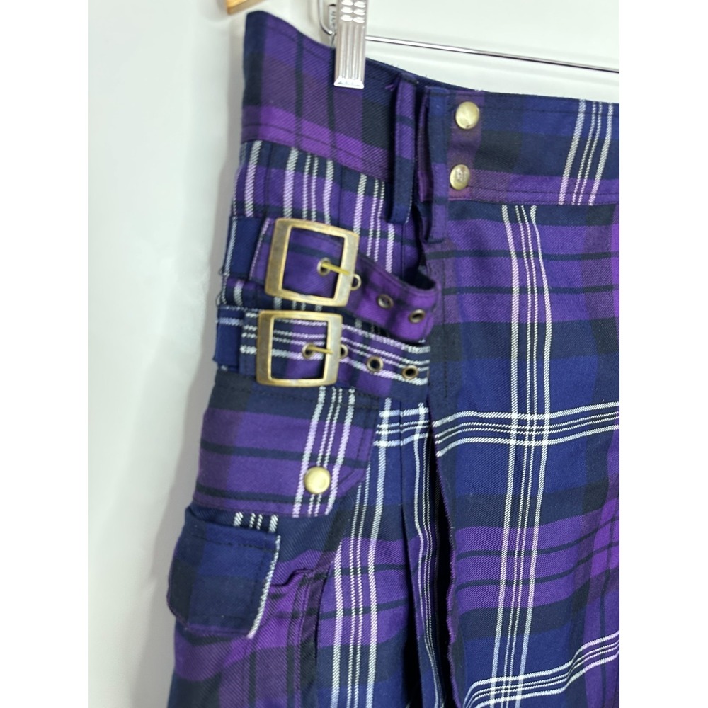 Five Rivers 5R Purple Plaid Utility Kilt Cargo Pockets Size 38 Cosplay Festival - Picture 4 of 14